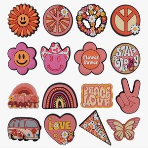 Retro Groovy Peace Love Croc Charms